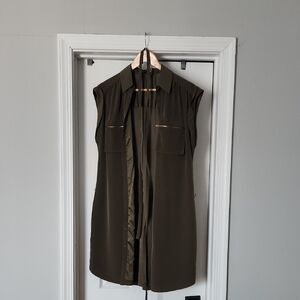 Express Olive Sleeveless Dress with Sash Belt